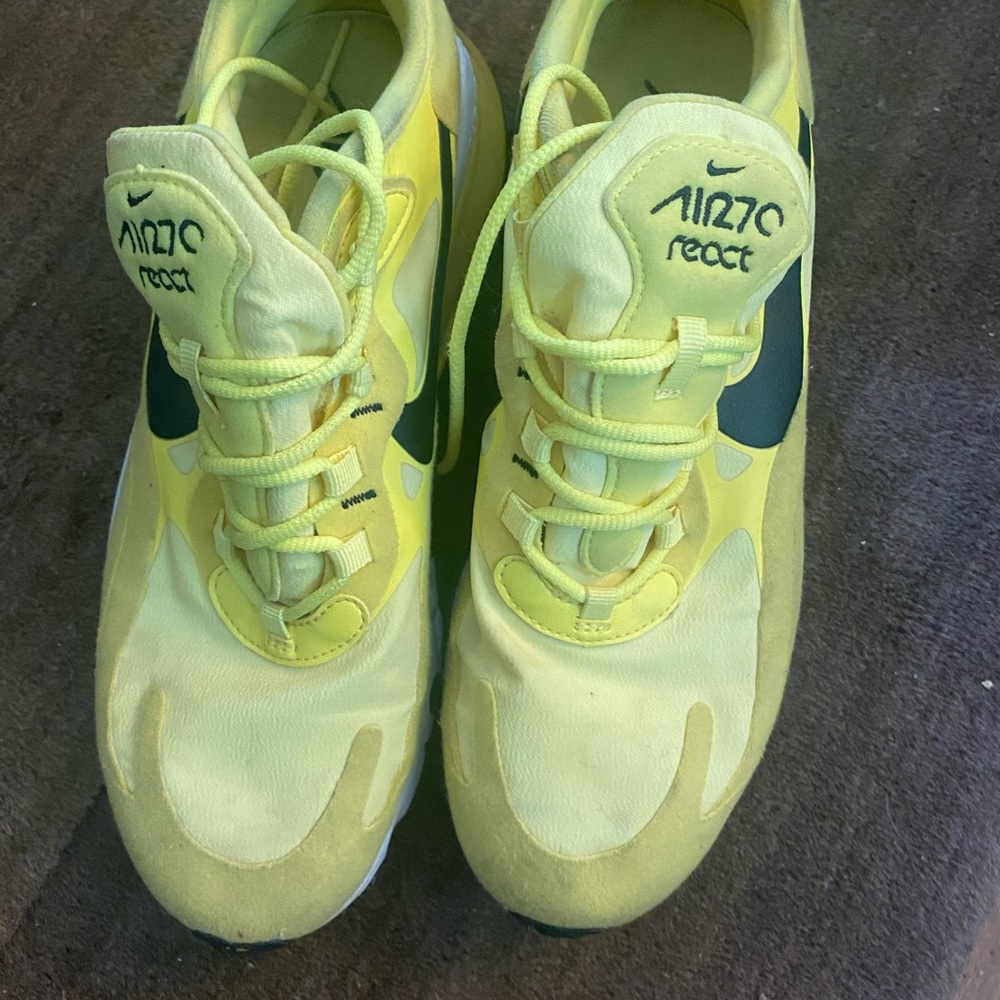 EUC Nike Air Max 270 React Ladies Yellow Athletic Sneakers